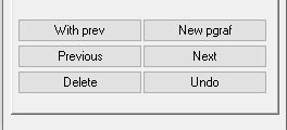 Screenshot of the 6 buttons at the bottom of the Style Palette - 'With prev,' 'Previous,' 'Delete,' ' New pgraf,' 'Next,' and 'Undo'