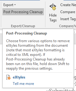 Screenshot of the Tooltip for Post-Processing Cleanup